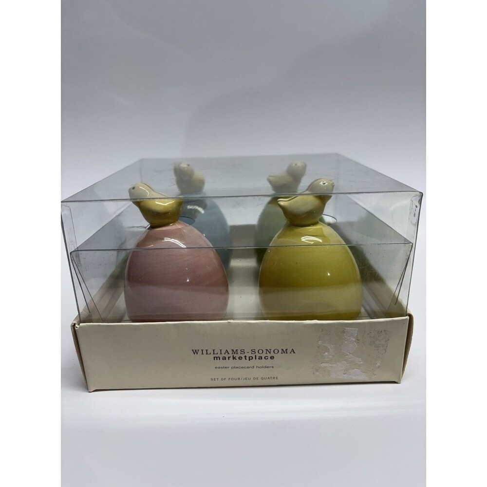 Williams Sonoma Easter Egg‎ Chick Place Card Holders (Set Of 4) Pastel Ceramic